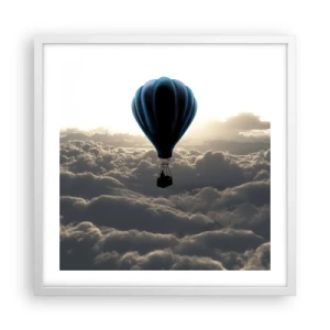 Póster en marco blanco - Un viajero por encima de las nubes - 50x50 cm