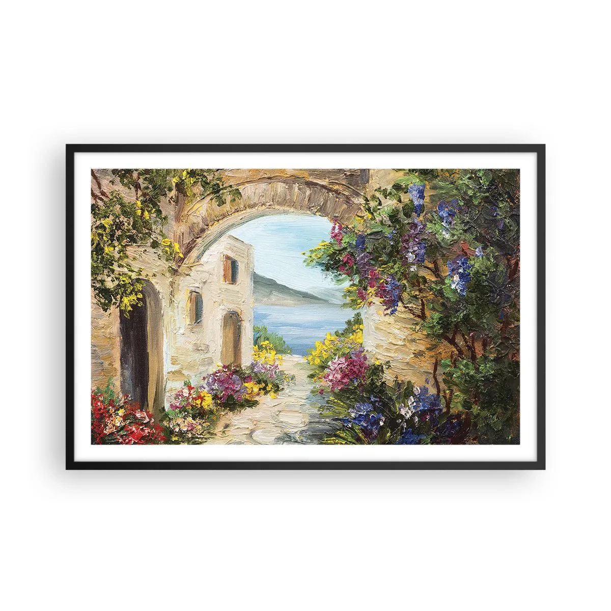 Póster en marco negro - El encanto del paisaje costero - 91x61 cm