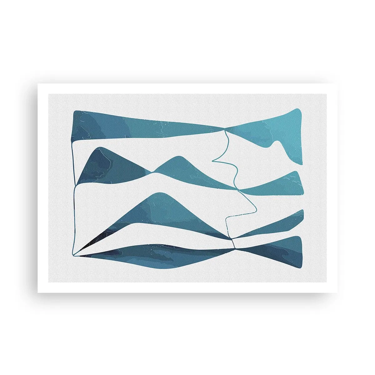 Póster - Formas abstractas en tonos azules sobre un fondo blanco. - 100x70cm - Abstracción: un compuesto turquesa - Decoración de pared moderna para salón y dormitorio ARTTOR