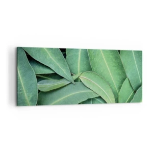 Cuadro sobre lienzo - Impresión de Imagen - Primer plano de hojas verdes que crean un patrón natural. - 120x50cm - Jugosidad y frescura - Decoración de pared moderna para salón y dormitorio ARTTOR
