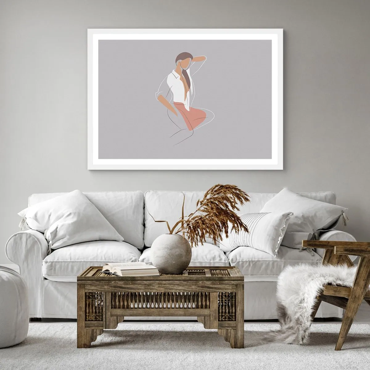 Póster en marco blanco - Un esbozo de encanto - 40x40 cm