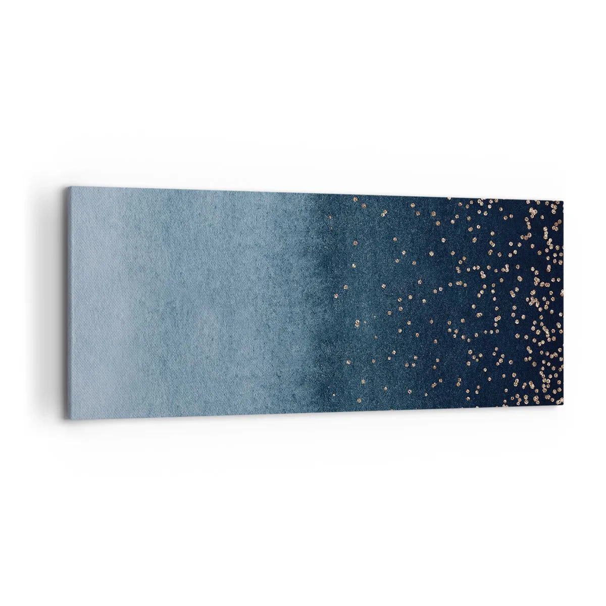 Cuadro sobre lienzo - Impresión de Imagen - Degradados azules con sutiles acentos dorados - 120x50cm - Composición - fases azules - Decoración de pared moderna para salón y dormitorio ARTTOR