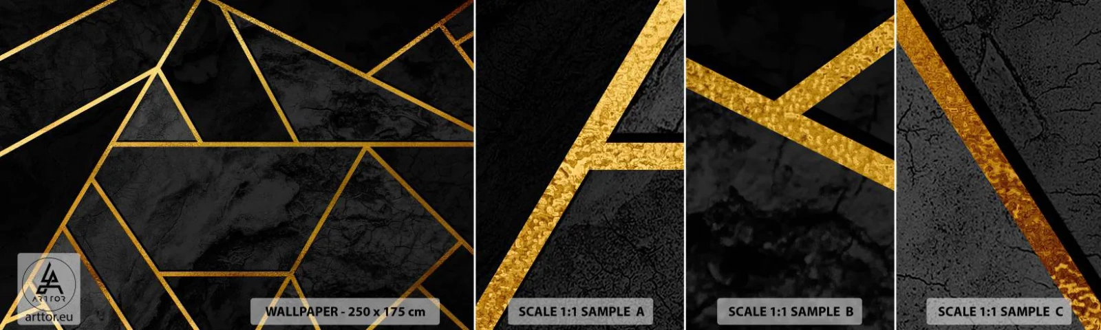 Muestra de fotomural autoadhesivo Deluxe Sticker - Oscuridad y brillo - Abstracción, Pedazo, Patrón moderno - 100x30 cm