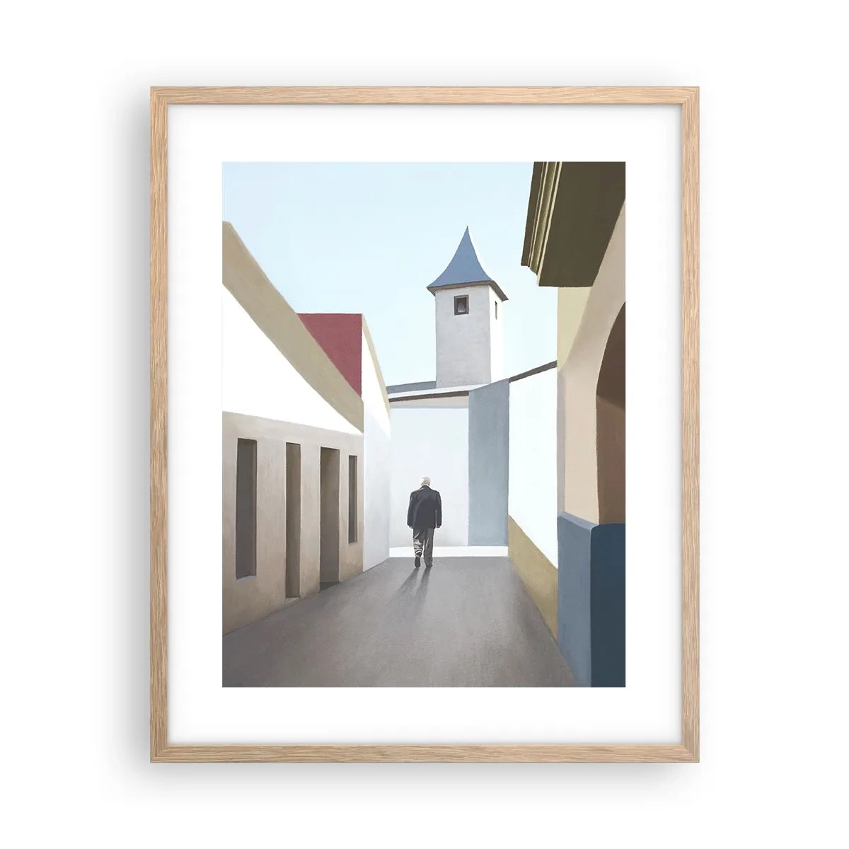 Póster en marco roble claro - Paseo soleado - 40x50 cm