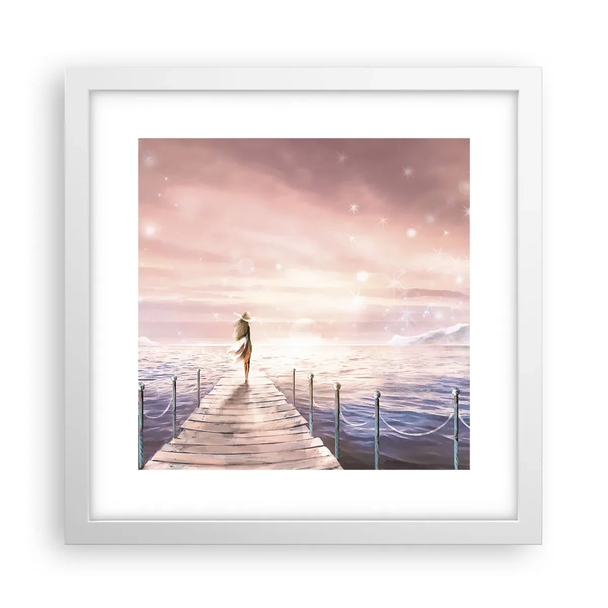 Póster en marco blanco - A la luz de un sueño - 30x30 cm