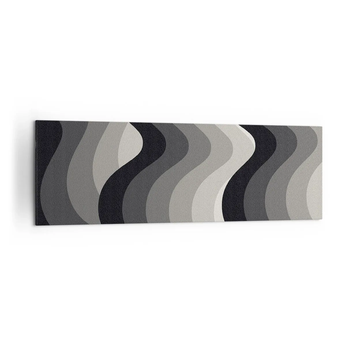 Cuadro sobre lienzo - Impresión de Imagen - Patrones ondulados en blanco y negro en tonos de gris. - 160x50cm - Ola tras ola - Decoración de pared moderna para salón y dormitorio ARTTOR