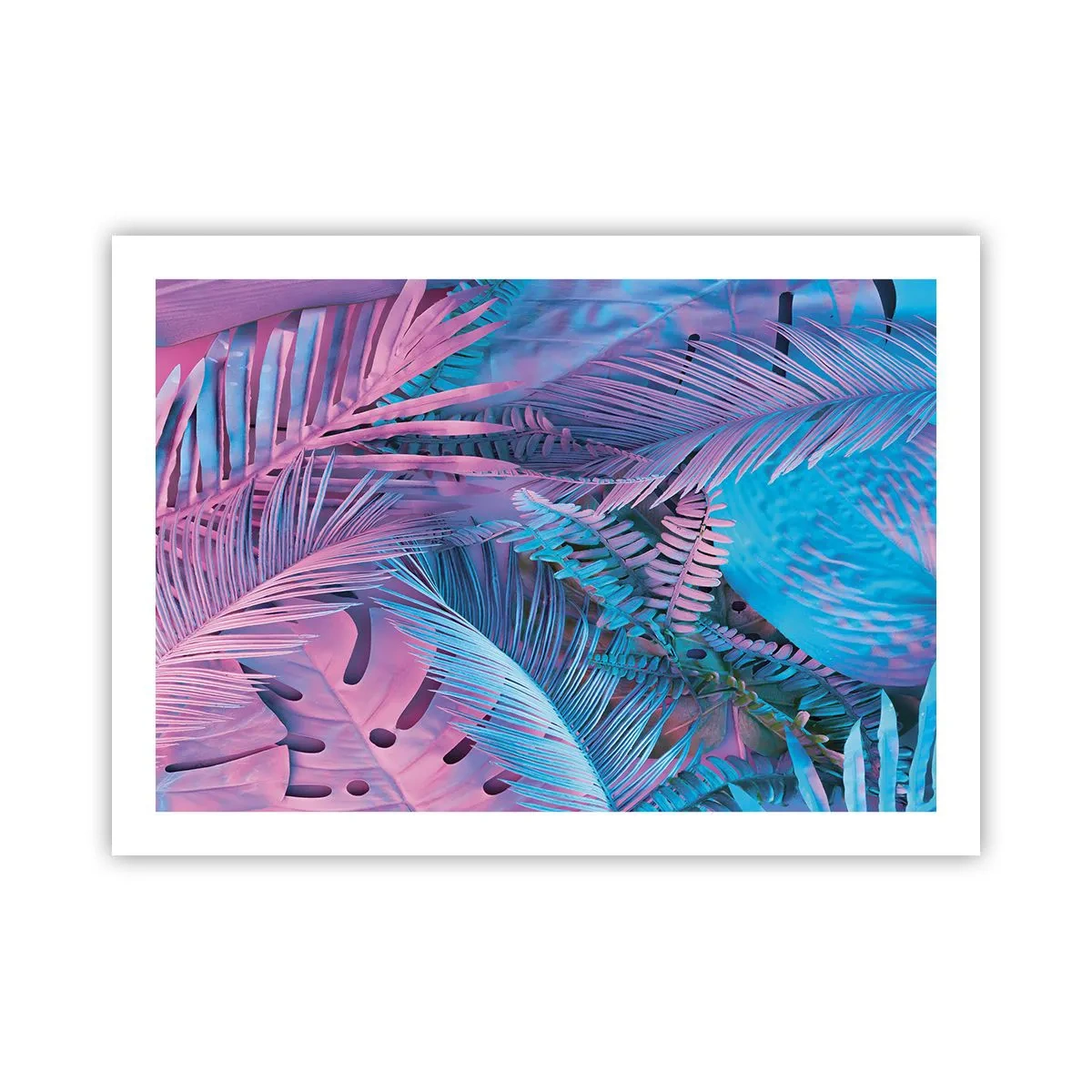Póster - Trópicos en rosa y azul - 70x50 cm