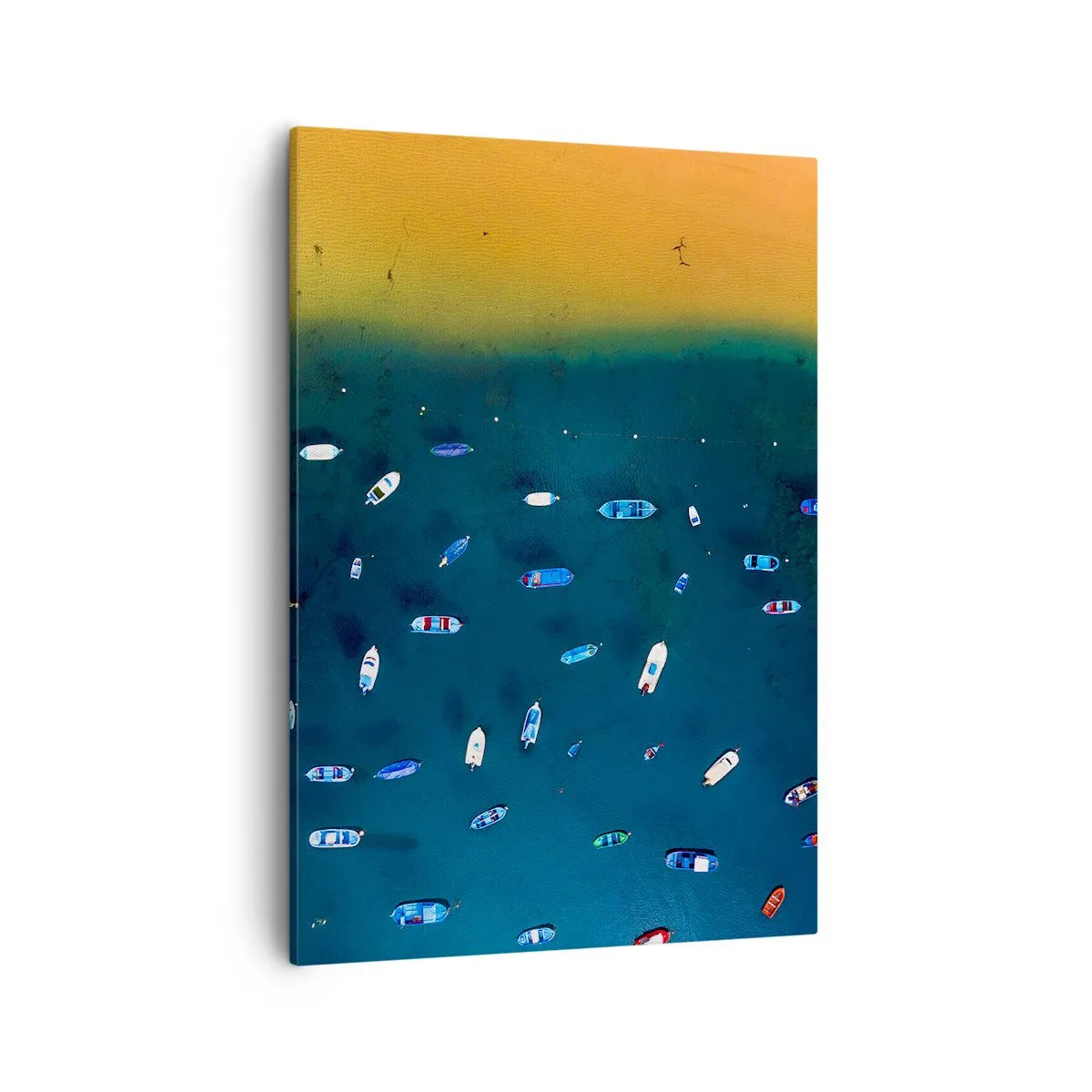 Cuadro sobre lienzo - Impresión de Imagen - Vista aérea de barcos en el agua y una orilla arenosa. - 50x70cm - Un juego de vacaciones - Decoración de pared moderna para salón y dormitorio ARTTOR