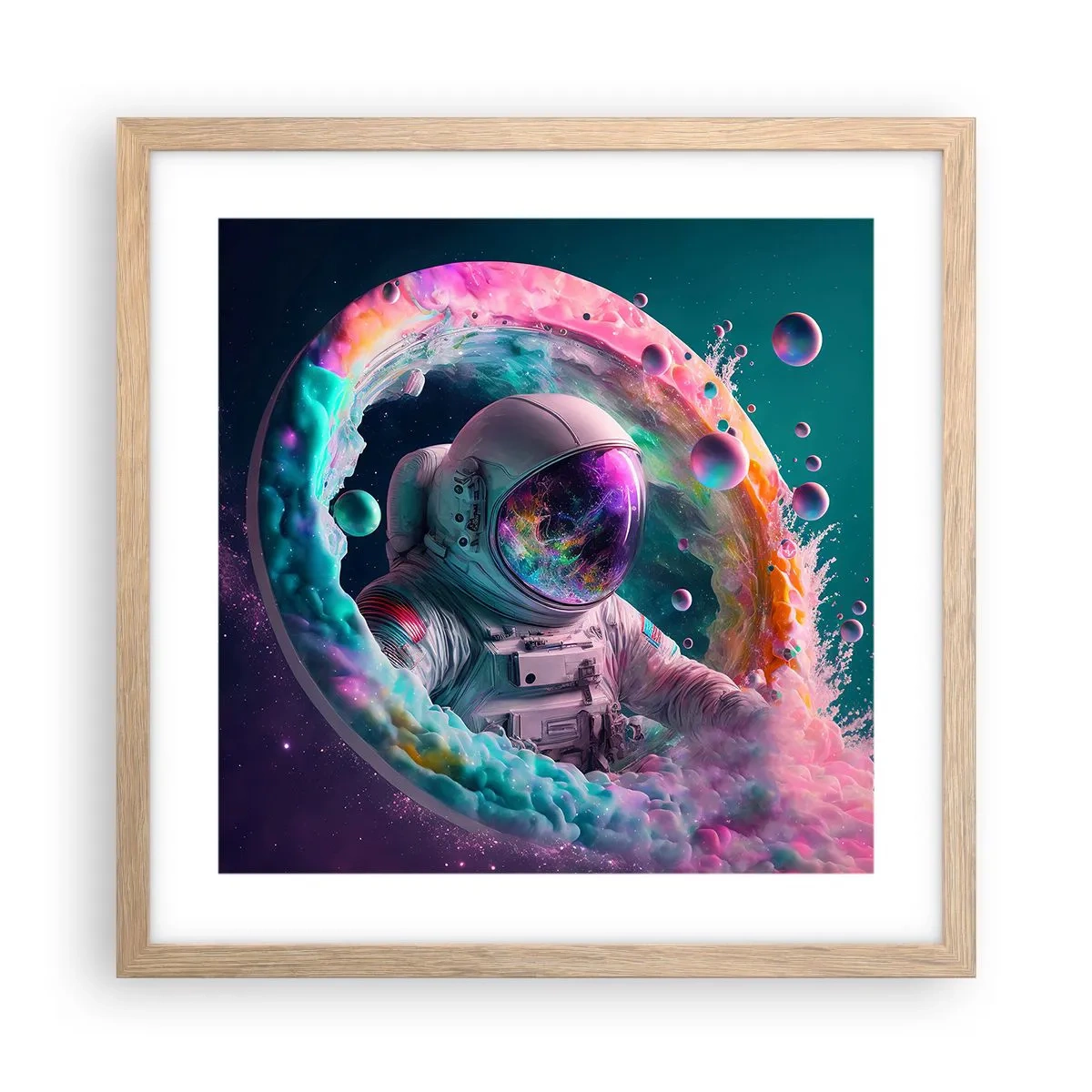 Póster en marco roble claro - Puerta estelar - 40x40 cm