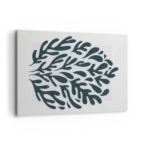 Cuadro sobre lienzo - Impresión de Imagen - Motivo de hoja abstracta oscura sobre un fondo claro - 120x80cm - Formas de la naturaleza - Decoración de pared moderna para salón y dormitorio ARTTOR