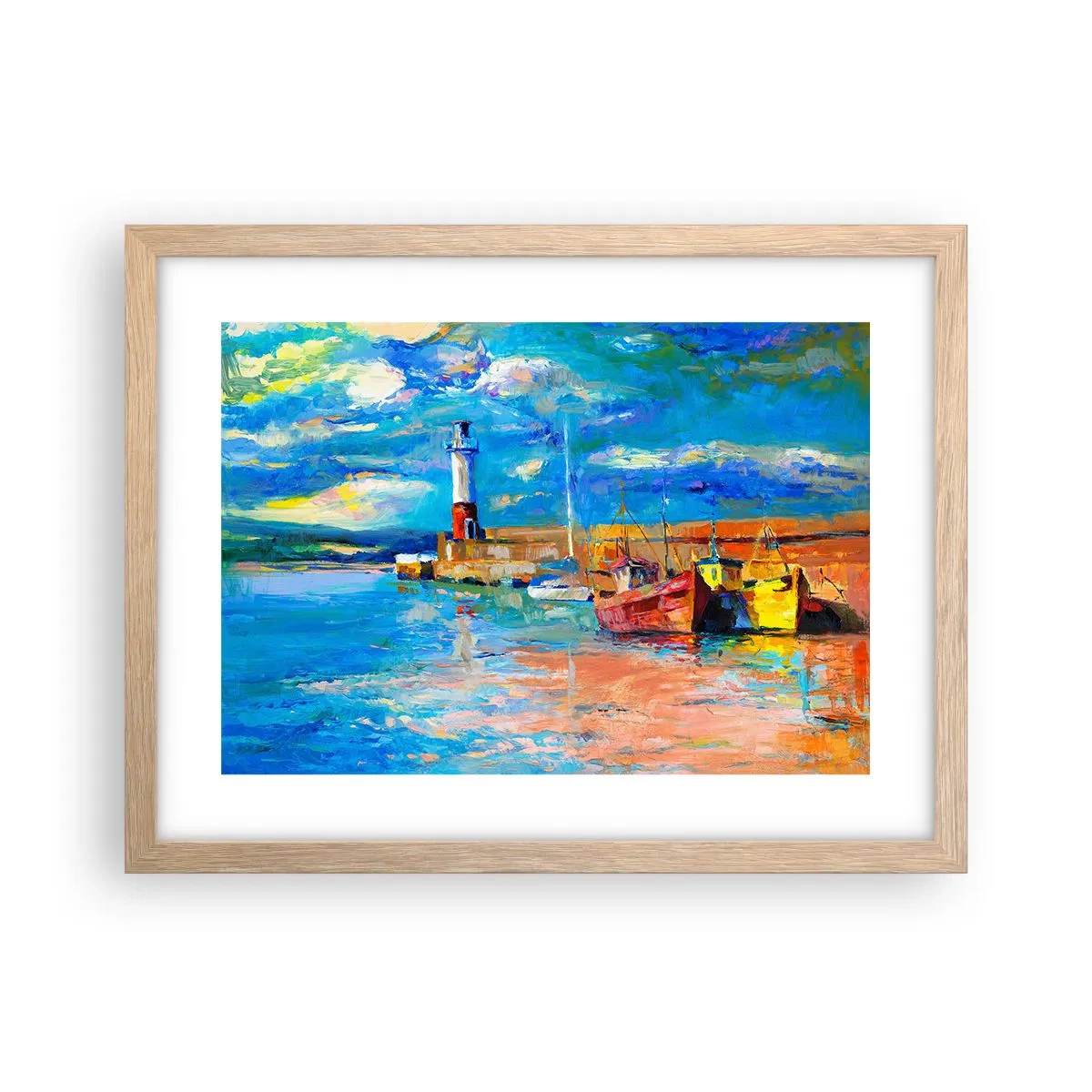 Póster en marco roble claro - Tarde en la bahía del arco iris - 40x30 cm