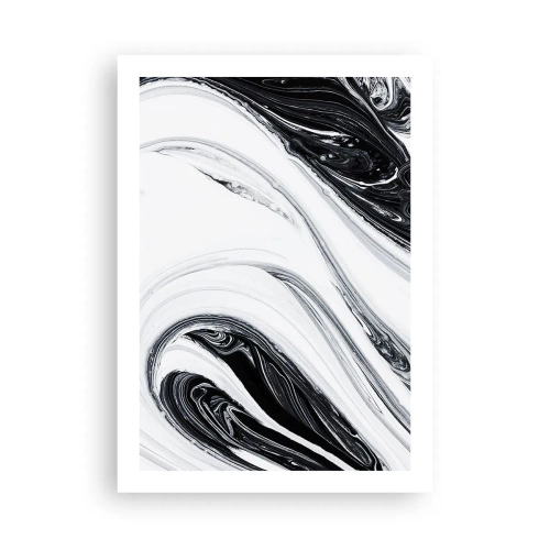 Póster - Patrón abstracto en blanco y negro con líneas fluidas. - 50x70cm - Combinando opuestos - Decoración de pared moderna para salón y dormitorio ARTTOR
