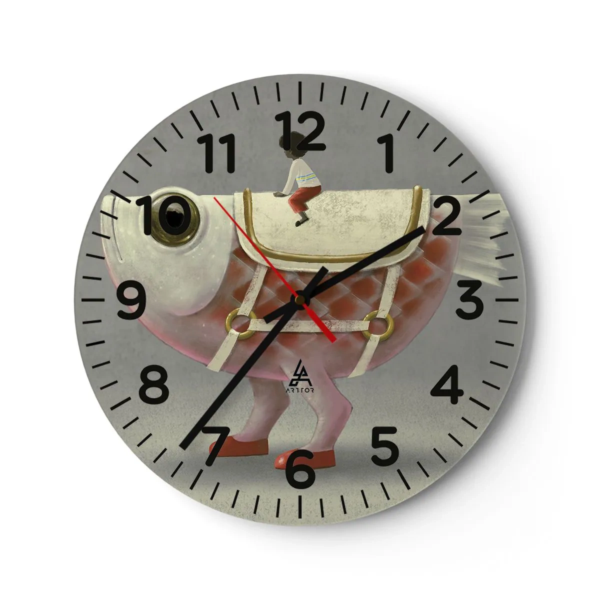 Reloj de pared - Reloj de vidrio - Jinete del pescado - 30x30 cm