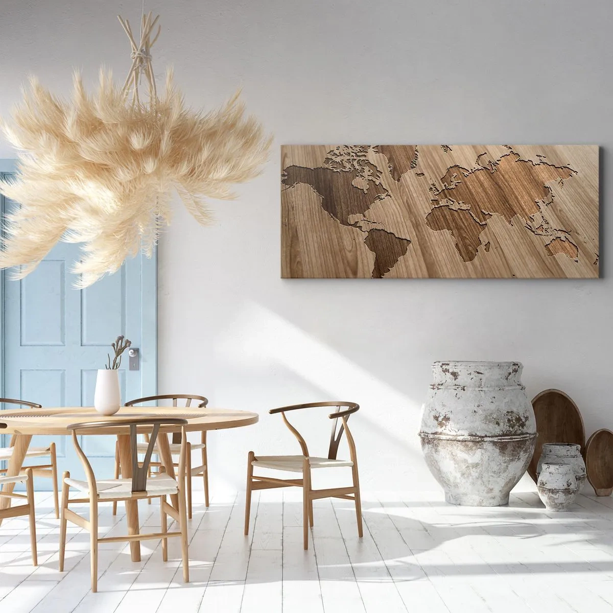 Cuadro sobre lienzo - Impresión de Imagen - El mundo servido en la mesa - 90x30 cm