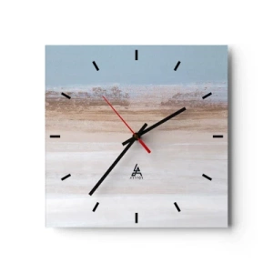 Reloj de pared - Reloj de vidrio - Un paisaje sutil en tonos pastel de azul y beige. - 30x30cm - Paisaje ambiguo - Decoración de pared moderna para salón y dormitorio ARTTOR