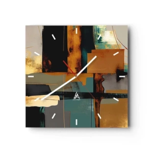 Reloj de pared - Reloj de vidrio - Abstracción: luces y sombras - 40x40 cm