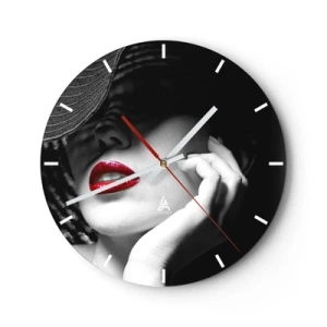 Reloj de pared - Reloj de vidrio - Estudio en escarlata - 40x40 cm