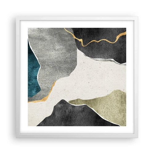 Póster en marco blanco - Composición en mosaico con una hebra de oro - 50x50 cm