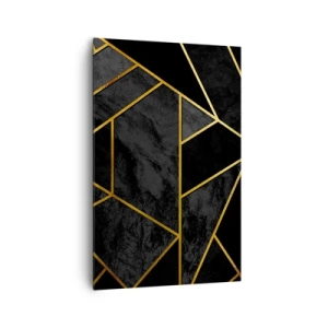 Cuadro sobre lienzo - Impresión de Imagen - Patrón geométrico dorado sobre fondo negro - 80x120cm - Oscuridad y brillo - Decoración de pared moderna para salón y dormitorio ARTTOR