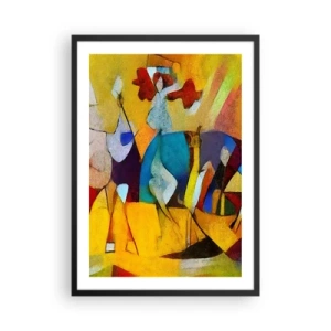 Póster en marco negro - Figuras coloridas en estilo abstracto. - 50x70cm - Sol - vida - alegría - Decoración de pared moderna para salón y dormitorio ARTTOR