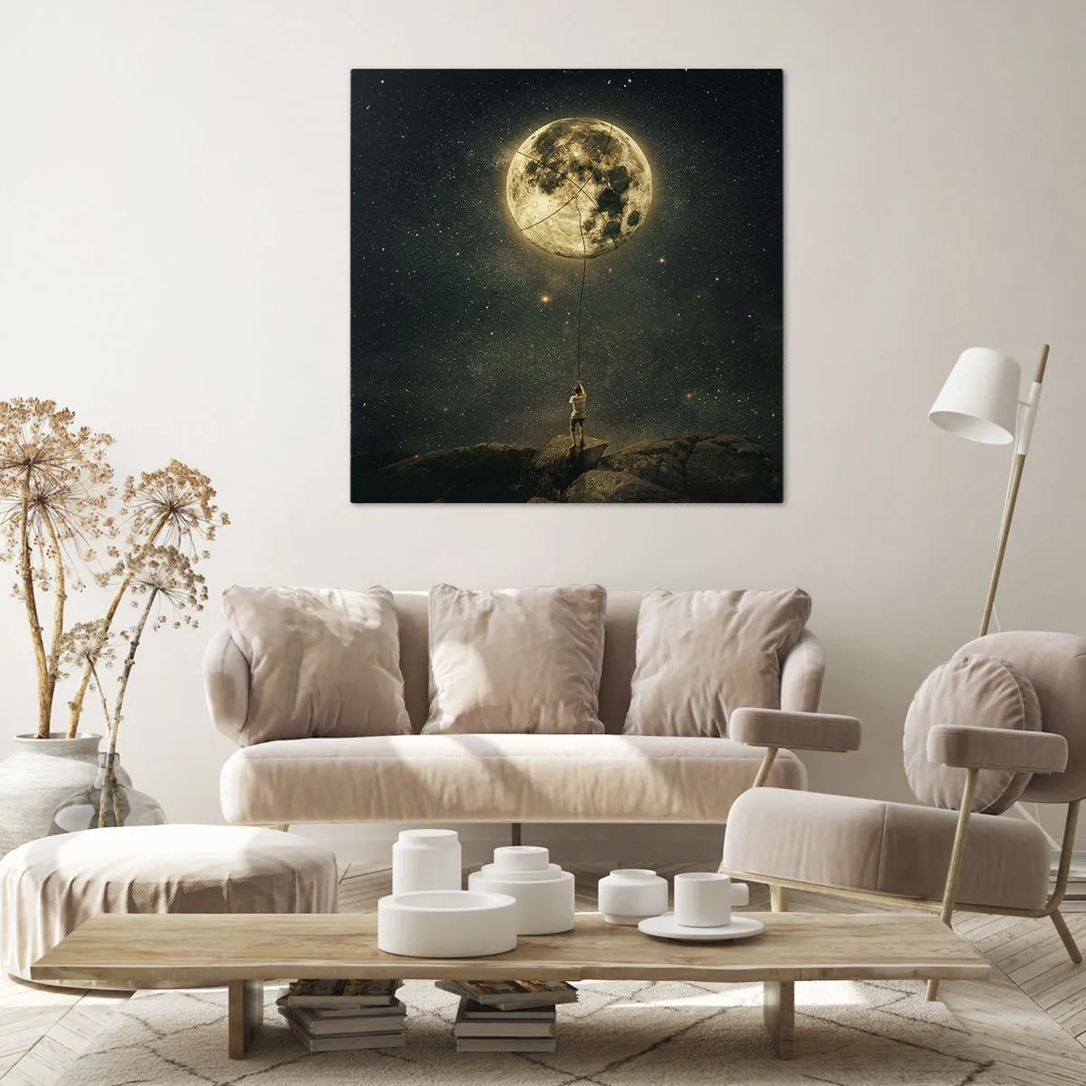 Cuadro sobre lienzo - Impresión de Imagen - El que robó la luna - 70x70 cm