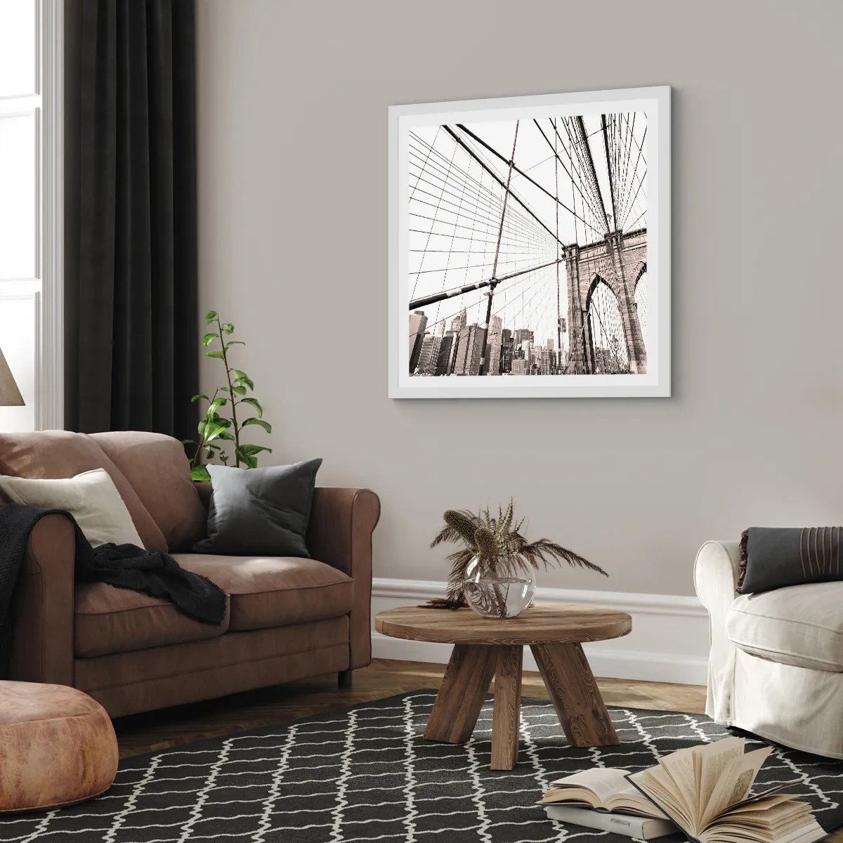 Póster en marco blanco - Catedral de Nueva York - 40x40 cm