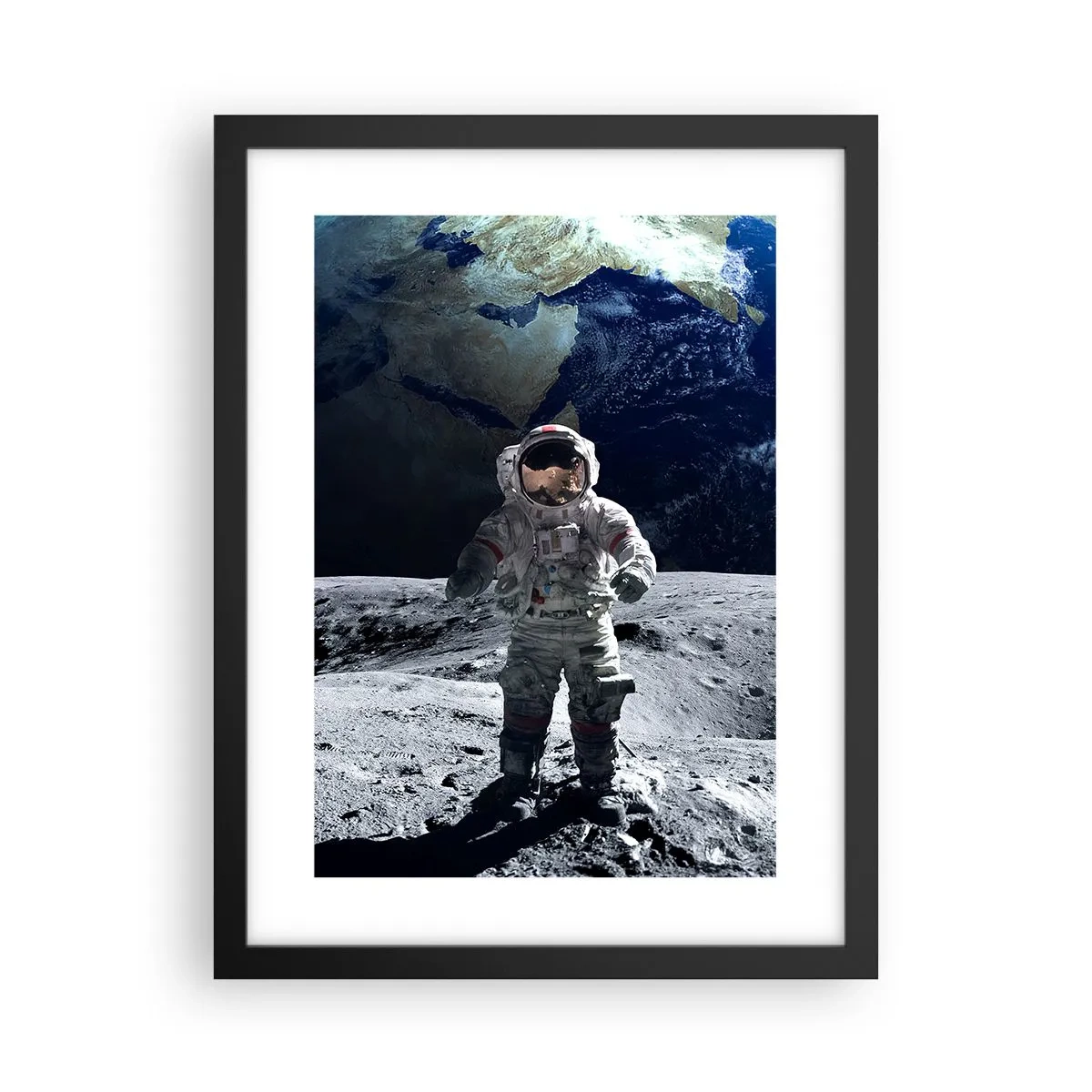 Póster en marco negro - Saludos desde la Luna - 30x40 cm