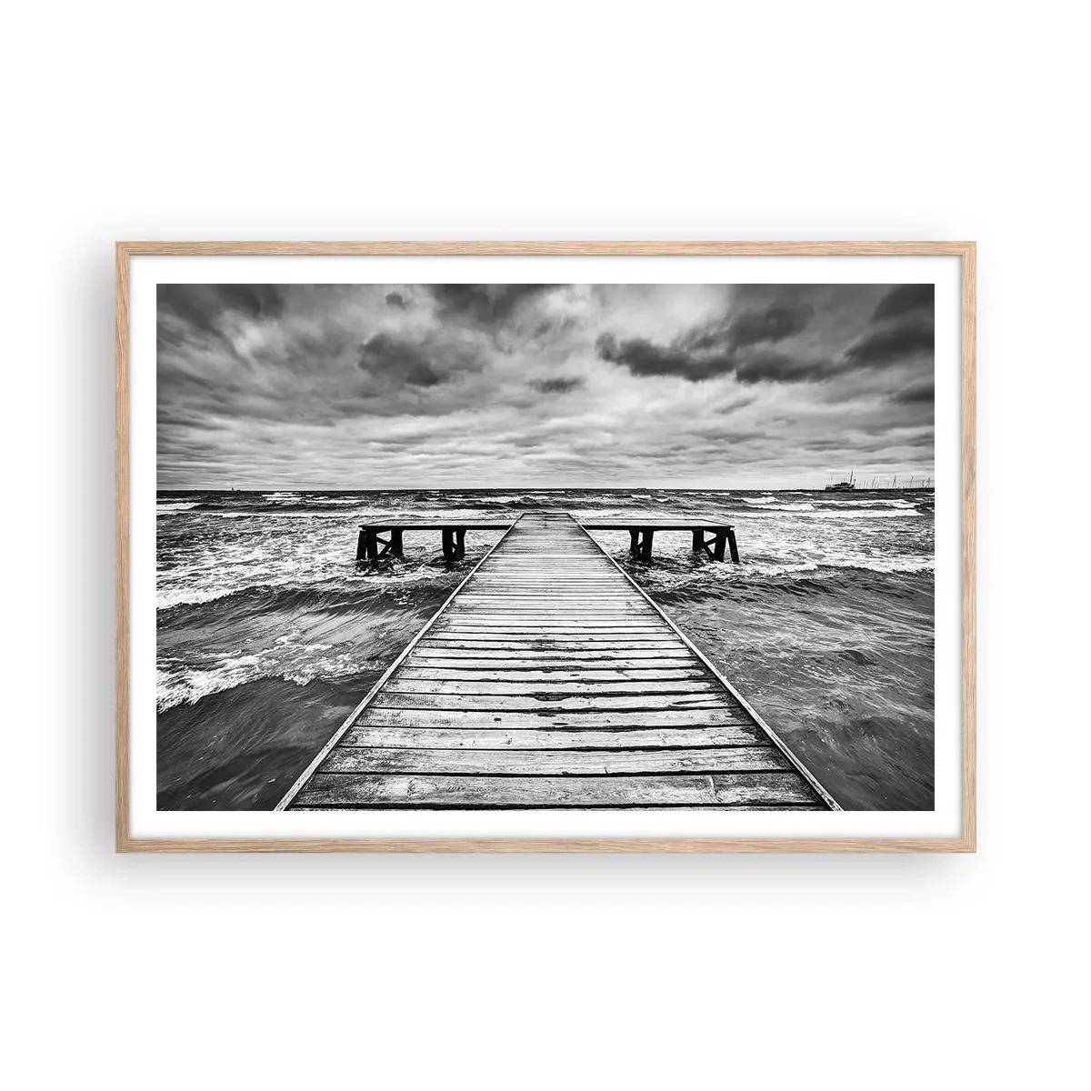 Póster en marco roble claro - Estoy esperando que sople el viento... - 100x70 cm