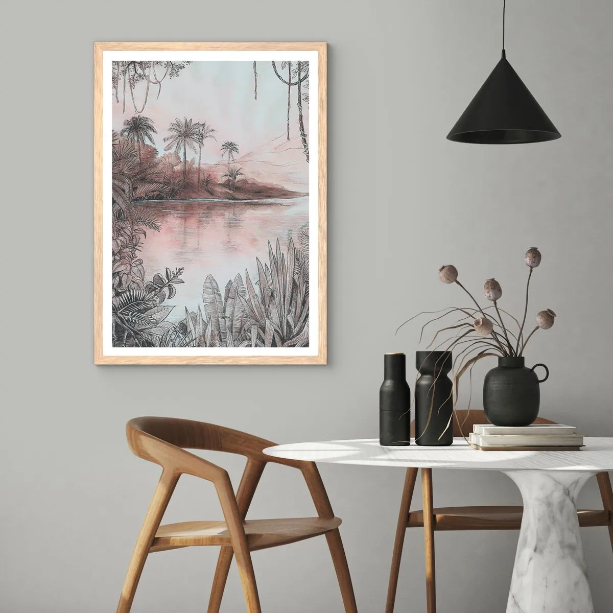 Póster en marco roble claro - Diario de un explorador del siglo XIX - 50x70 cm