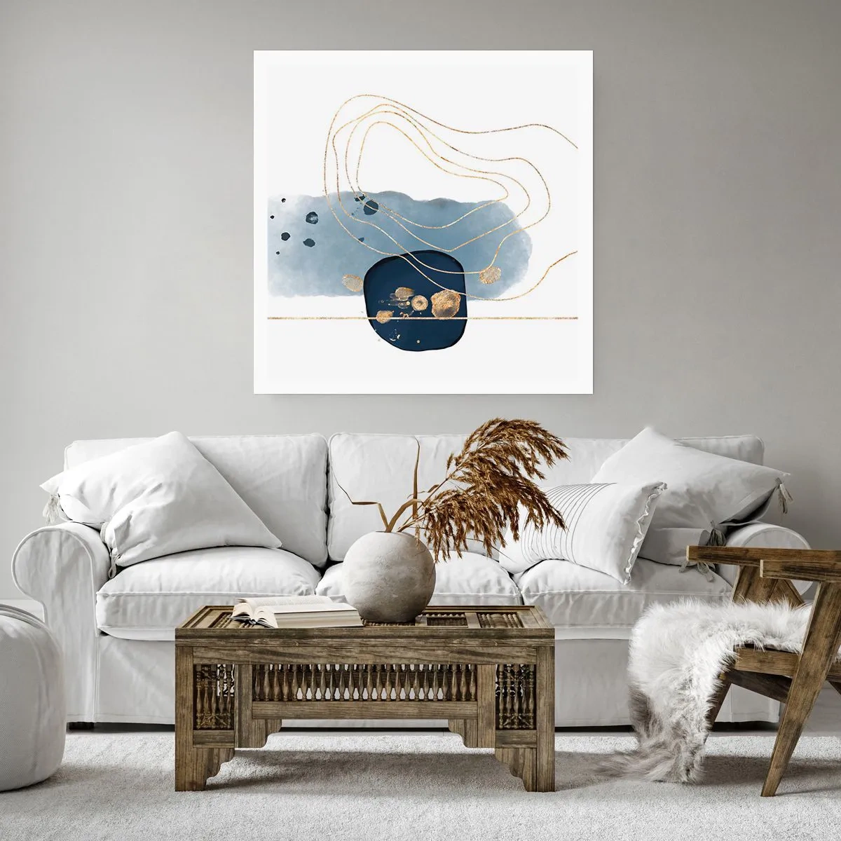 Póster - Fantasía azul y oro - 40x40 cm