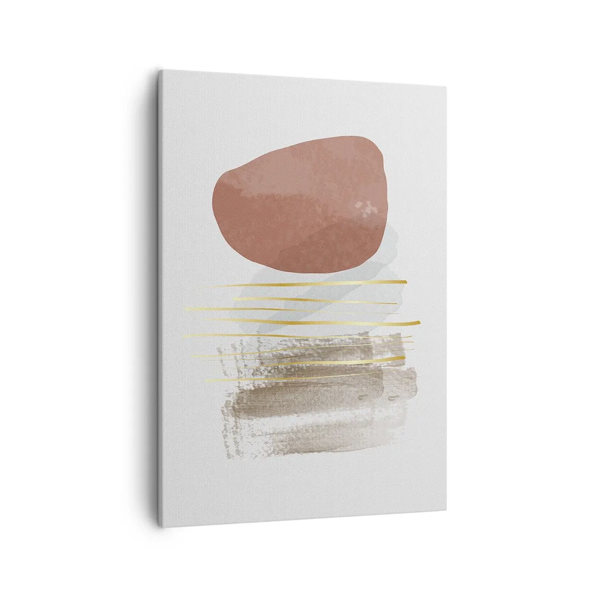 Cuadro sobre lienzo - Impresión de Imagen - Composición abstracta en tonos beige y dorados. - 50x70cm - Una columnata abstracta - Decoración de pared moderna para salón y dormitorio ARTTOR