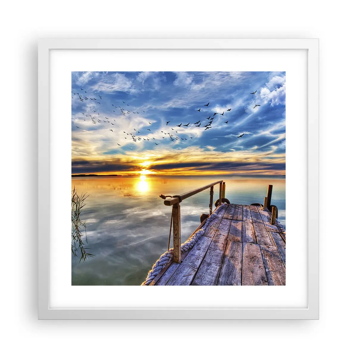 Póster en marco blanco - El viento se va a descansar - 40x40 cm