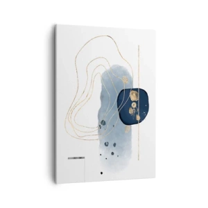 Cuadro sobre lienzo - Impresión de Imagen - Abstracción en tonos azules y dorados. - 50x70cm - Fantasía azul y oro - Decoración de pared moderna para salón y dormitorio ARTTOR