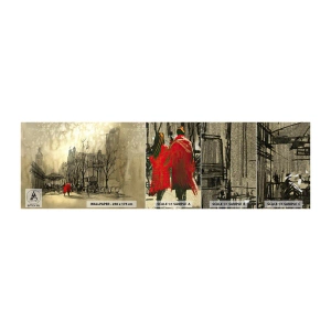 Muestra de fotomural Premium Canvas - Cita en la niebla de Londres  - Ciudad, Londres, Arquitectura - 100x30 cm