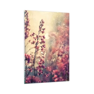 Cuadro sobre vidrio - Impresiones sobre Vidrio - Flores a la luz del sol con la naturaleza como telón de fondo - 70x100cm - Jardín secreto - Decoración de pared moderna para salón y dormitorio ARTTOR