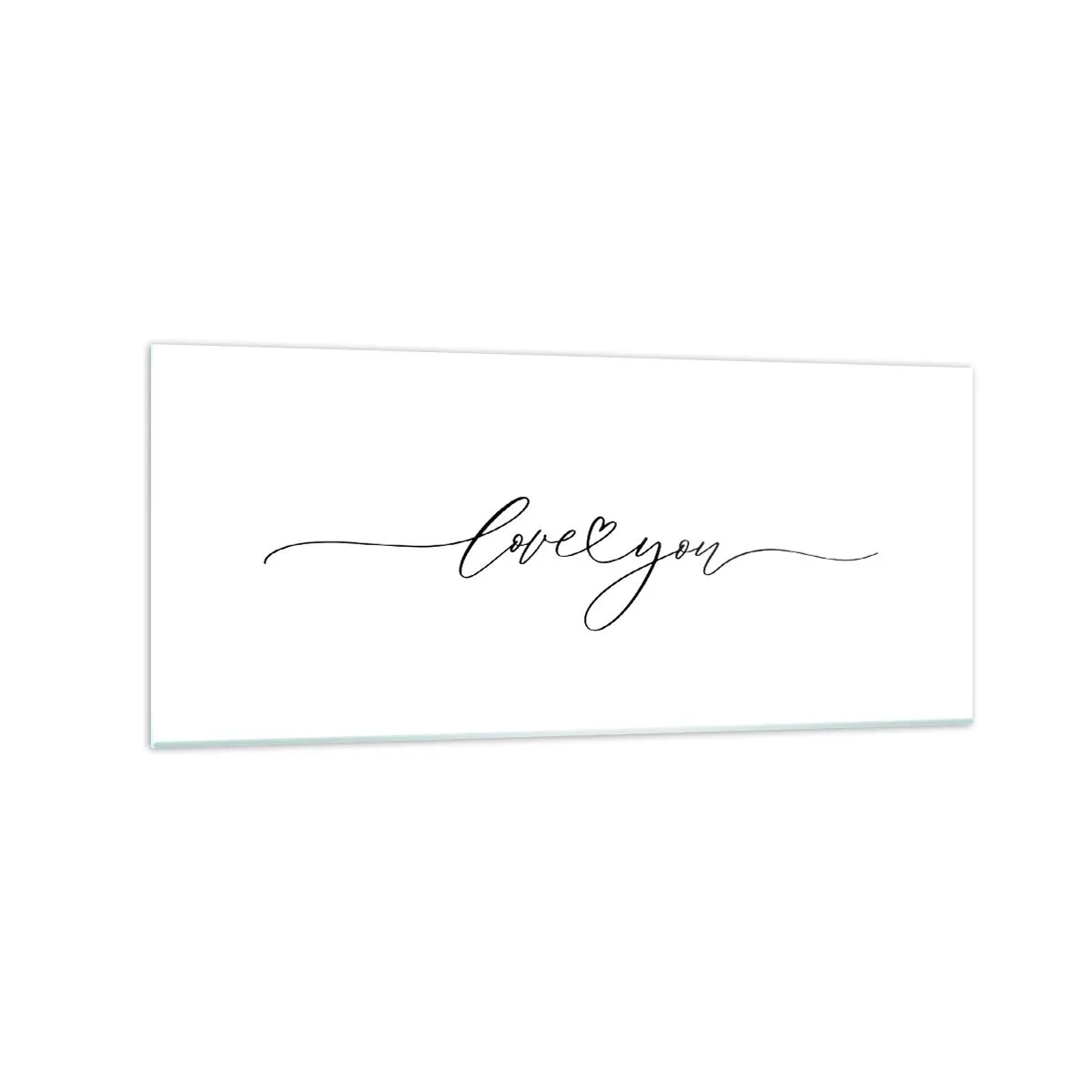 Cuadro sobre vidrio - Impresiones sobre Vidrio - La inscripción "Te amo" en una fuente elegante. - 120x50cm - Negro sobre blanco - Decoración de pared moderna para salón y dormitorio ARTTOR
