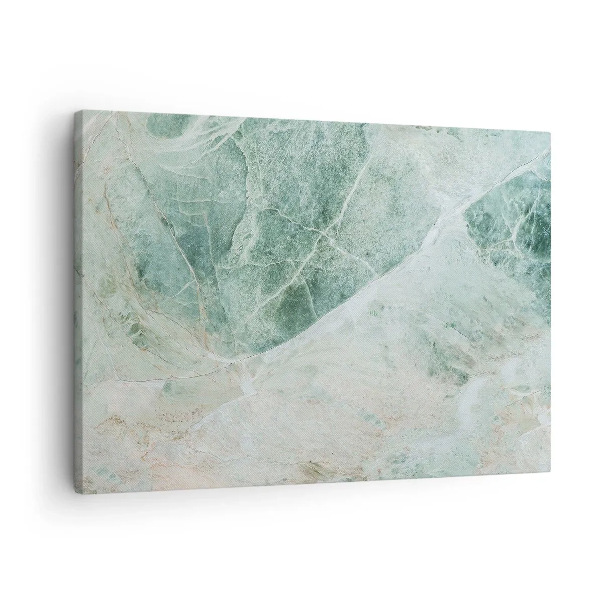 Cuadro sobre lienzo - Impresión de Imagen - Mármol verde con delicadas vetas blancas. - 70x50cm - El noble frescor de la piedra - Decoración de pared moderna para salón y dormitorio ARTTOR