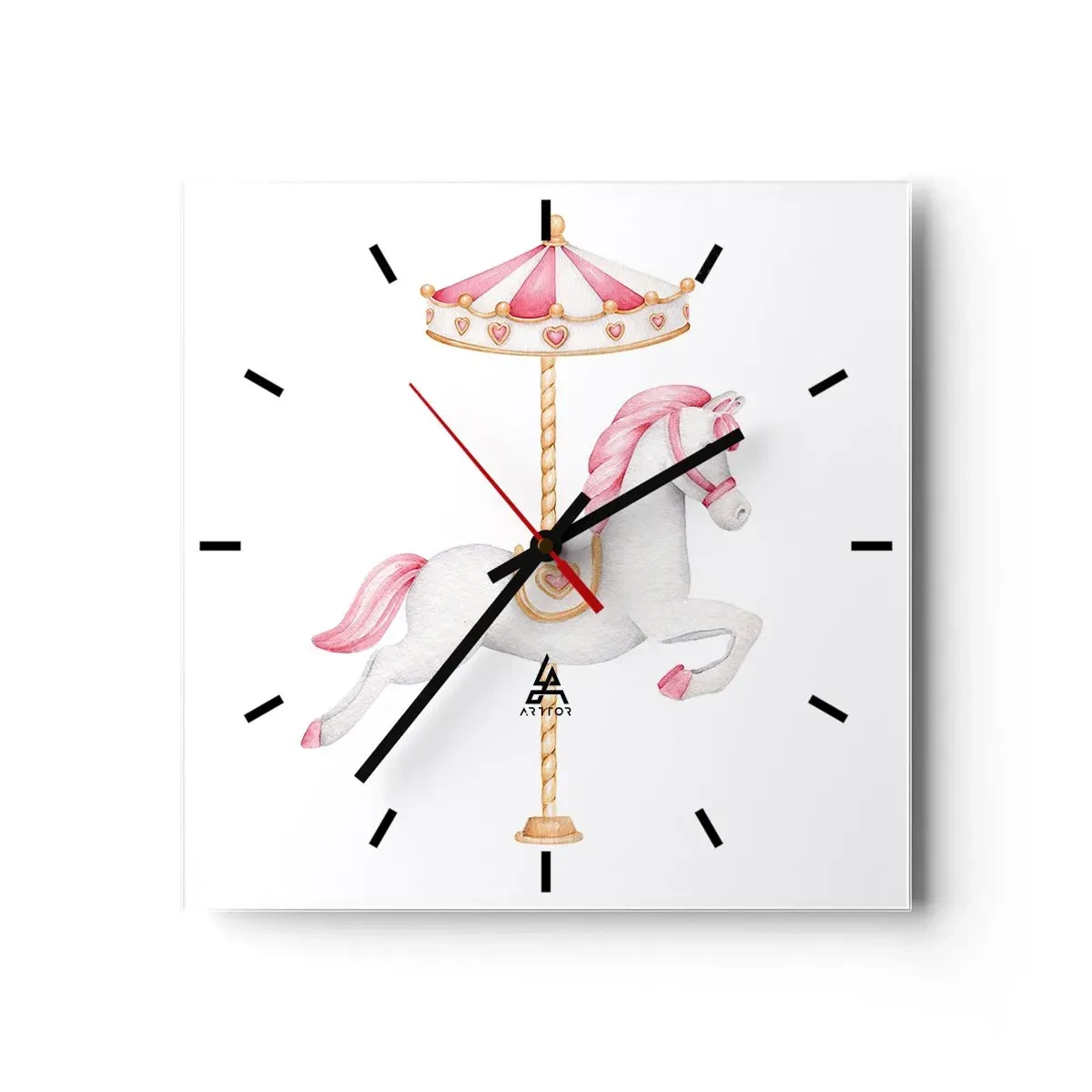 Reloj de pared - Reloj de vidrio - Partió al galope - 30x30 cm