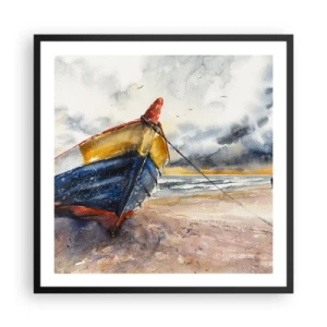 Póster en marco negro - Descansando en la orilla - 60x60 cm