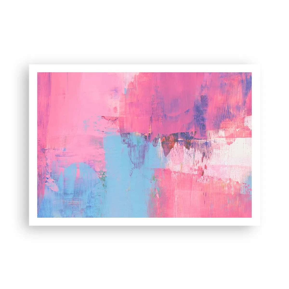 Póster - Composición abstracta en rosa y azul. - 100x70cm - Rosa, azul y una pizca de luz - Decoración de pared moderna para salón y dormitorio ARTTOR