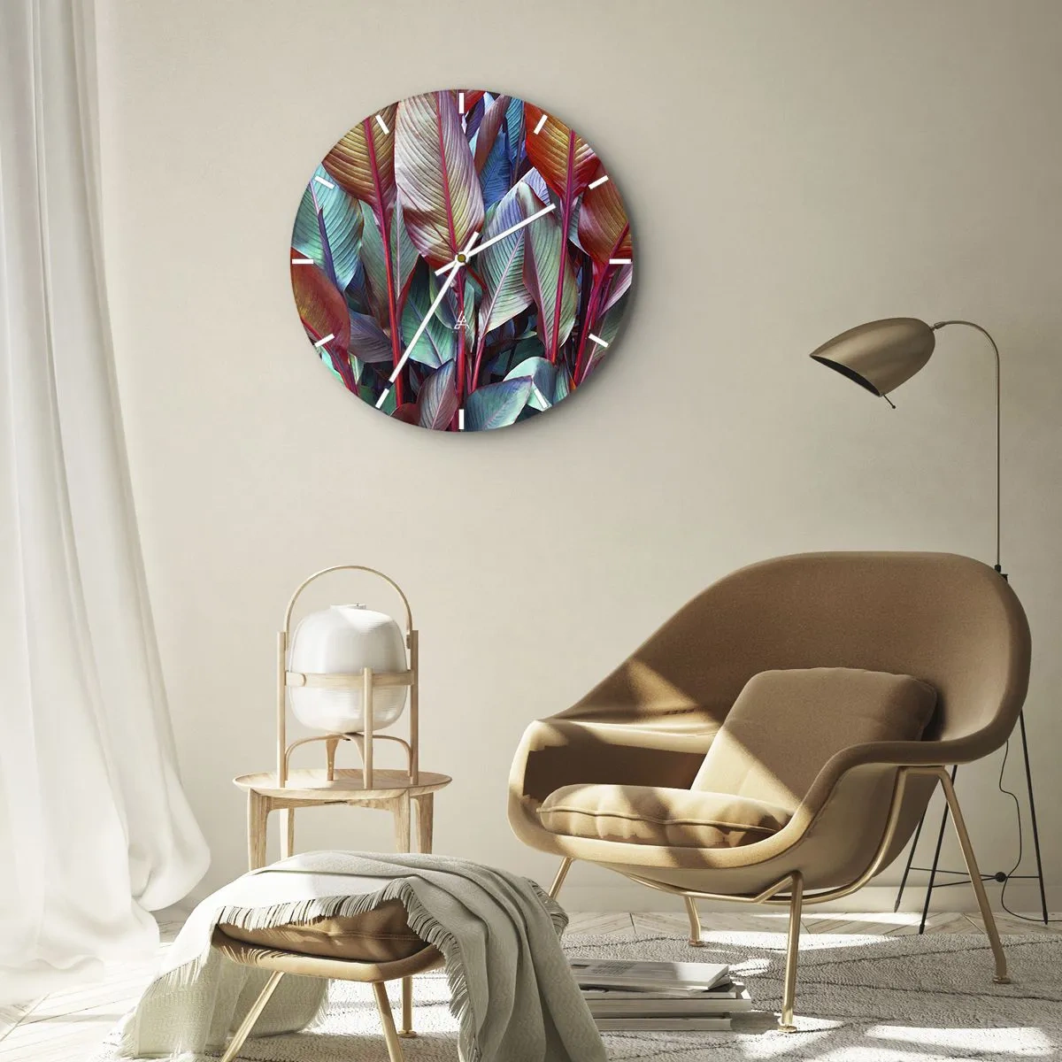 Reloj de pared - Reloj de vidrio - Un matorral de colores - 40x40 cm