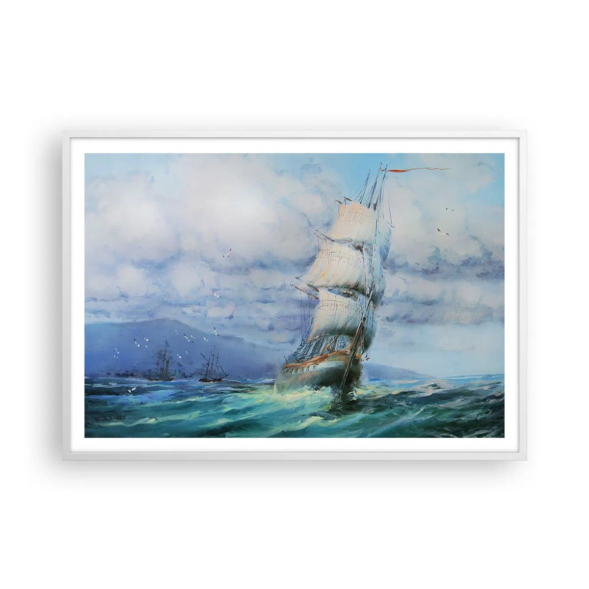 Póster en marco blanco - Viento en popa - 100x70 cm