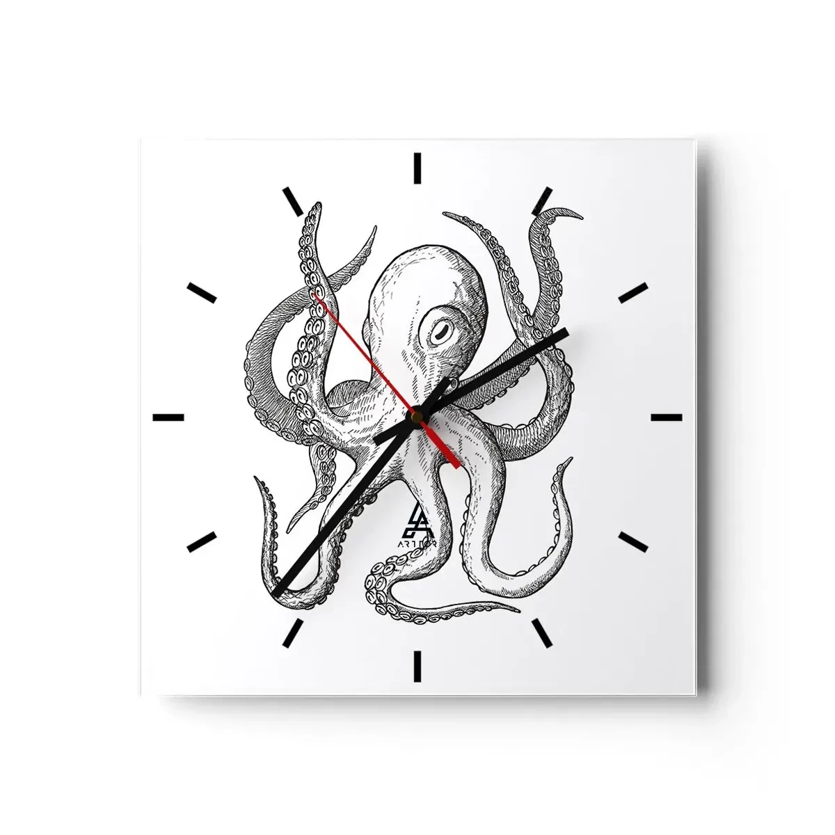 Reloj de pared - Reloj de vidrio - Bailando con olas - 40x40 cm