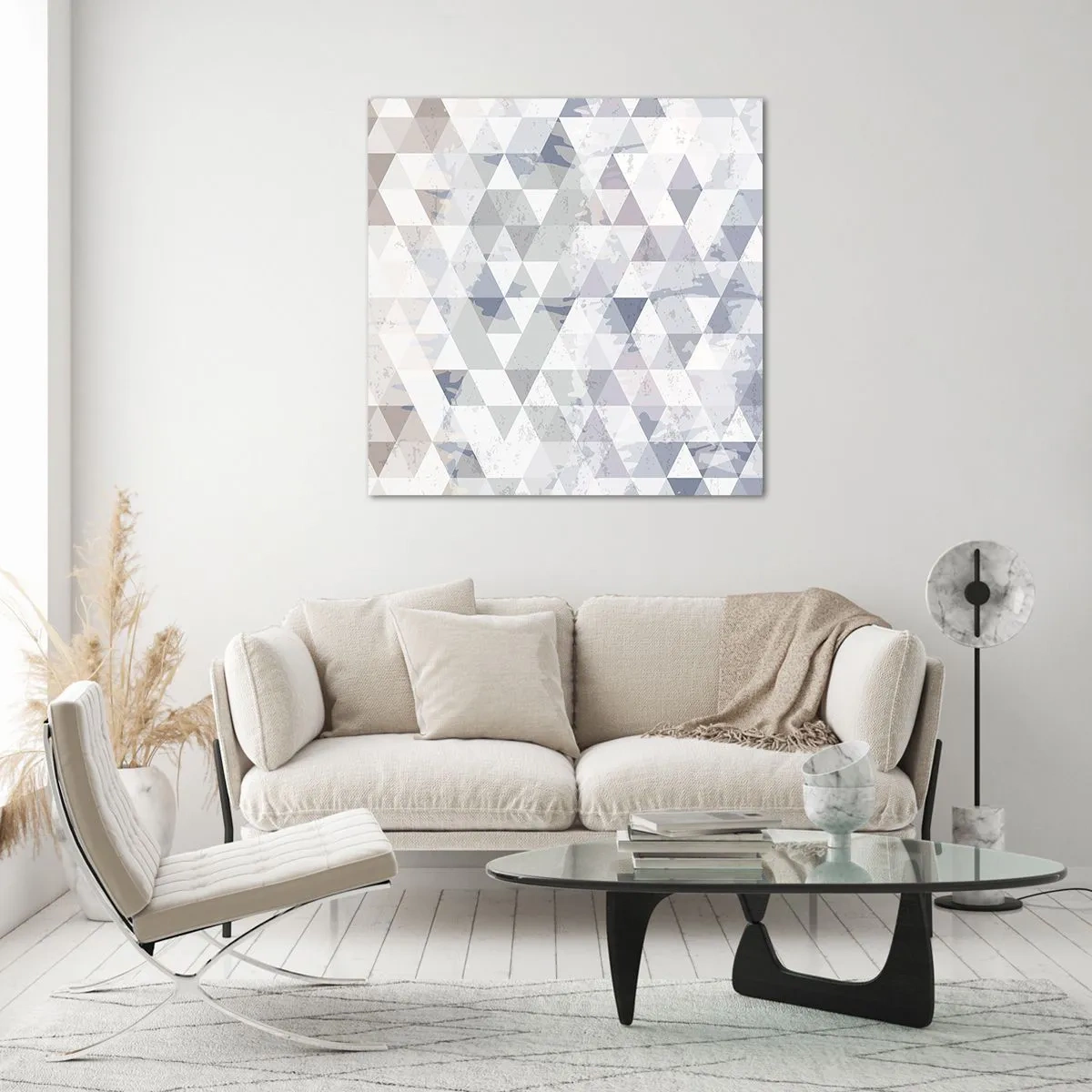 Cuadro sobre vidrio - Impresiones sobre Vidrio - A ritmo de triángulo - 70x70 cm