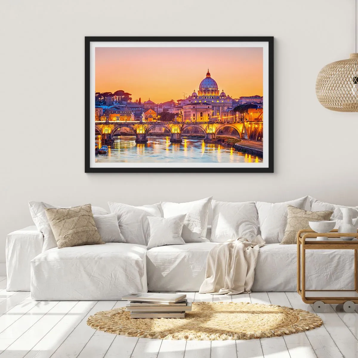Póster en marco negro - Crepúsculo sobre la Ciudad Eterna - 91x61 cm