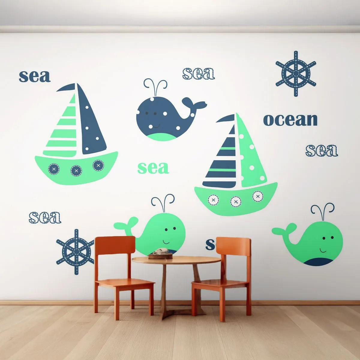 Fotomural Standard Eco - A través de mares y océanos - Para niños, Náutico, Velero - 200x140 cm