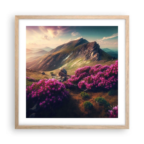 Póster en marco roble claro - Verano en las montañas - 50x50 cm