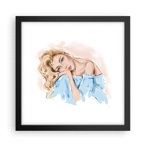 Póster en marco negro - Soñar en azul - 30x30 cm