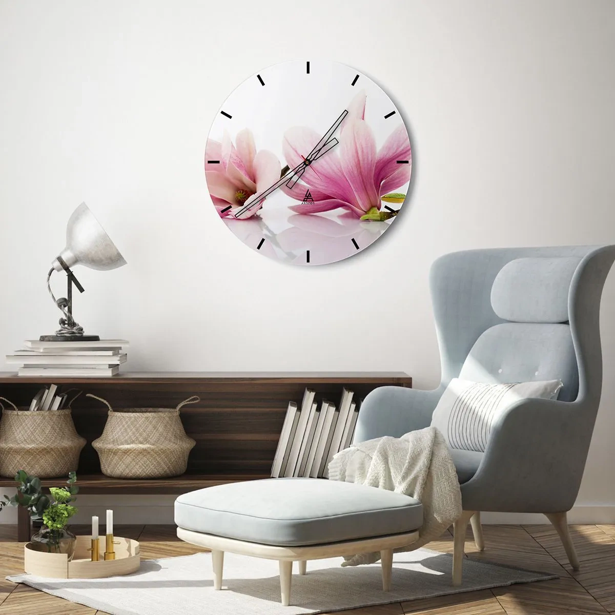 Reloj de pared - Reloj de vidrio - Suave como un soplo de primavera - 40x40 cm