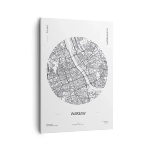 Cuadro sobre lienzo - Impresión de Imagen - Un mapa de Varsovia en estilo minimalista - 50x70cm - Anatomía de Varsovia - Decoración de pared moderna para salón y dormitorio ARTTOR